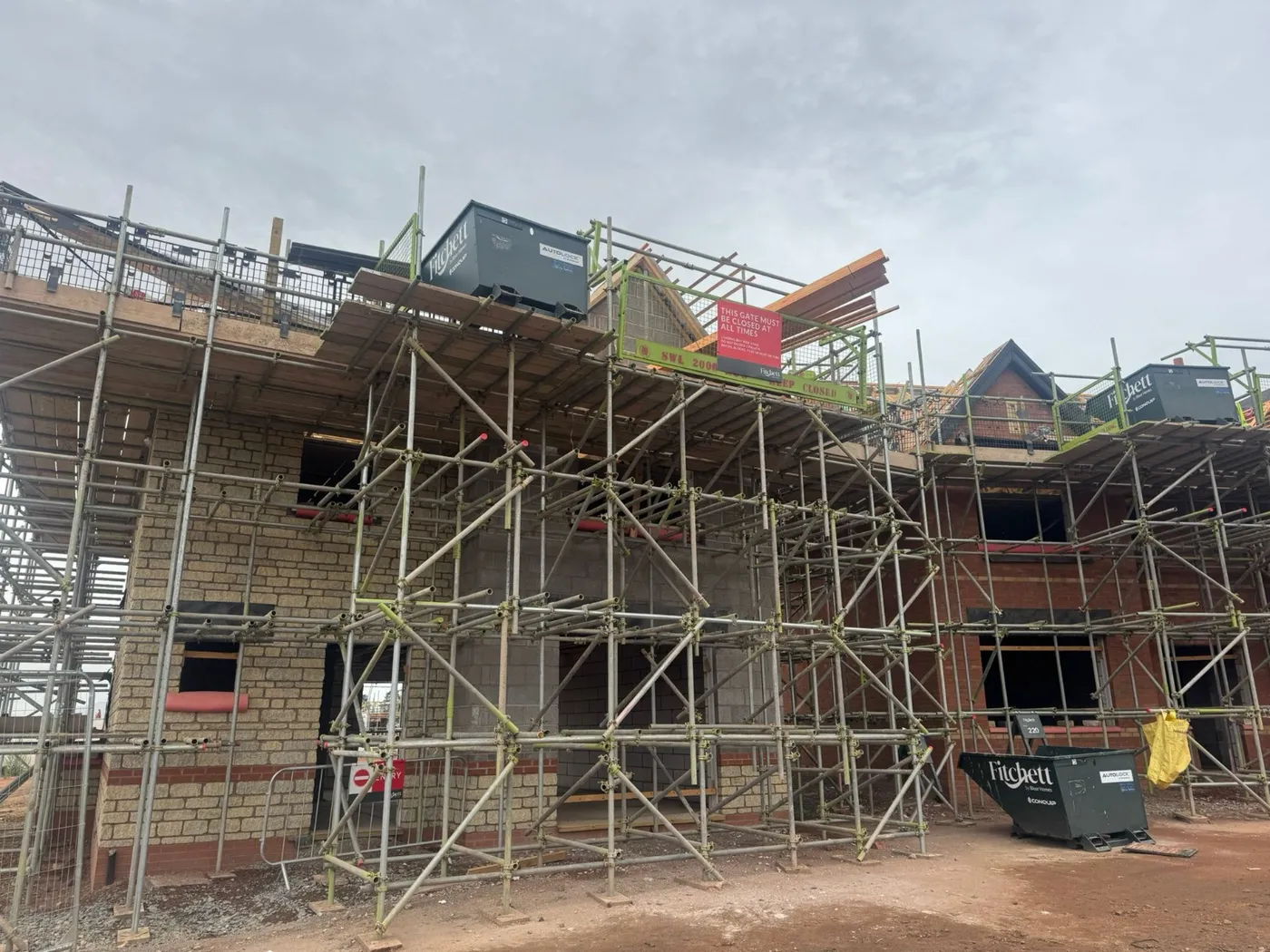 Scaffolding on large multi-phase construction site
